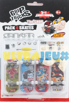 4 Pack Grip & Tricks 4 Finger Skate + Accessoires Set 4